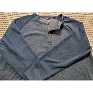 Falls Creek Long‎ Sleeve Henley Lined Mens 2X Gray Blue sleeves